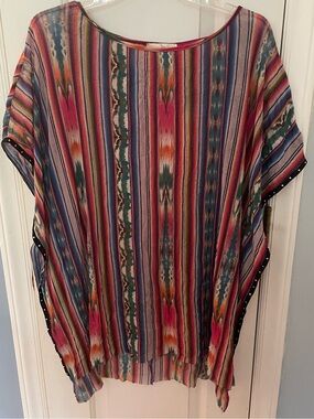 Vintage Weston Wear Anthropologie Western Striped Poncho Kaftan Tunic Sz M Boho